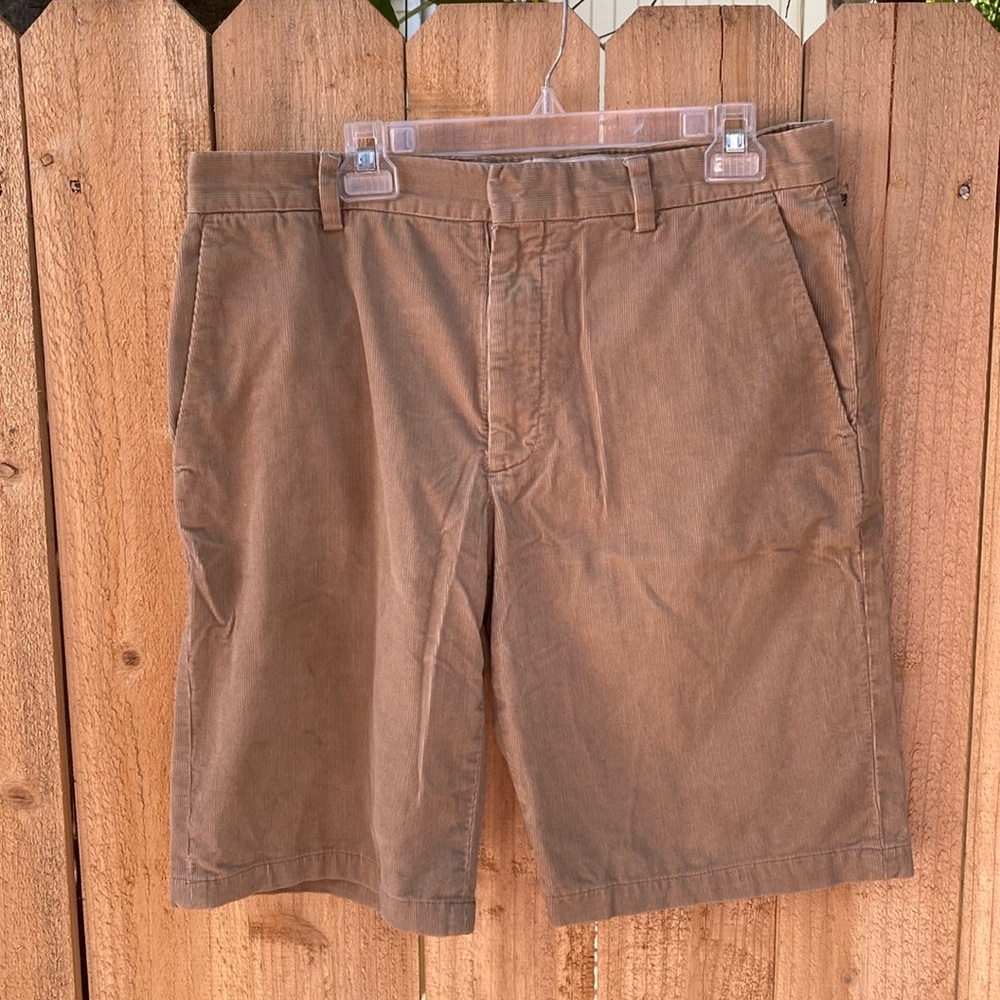 Vtg y2k 2002 Men Corduroy Shorts 11" Sz 35 Banana Republic Khaki Tan Flat Front